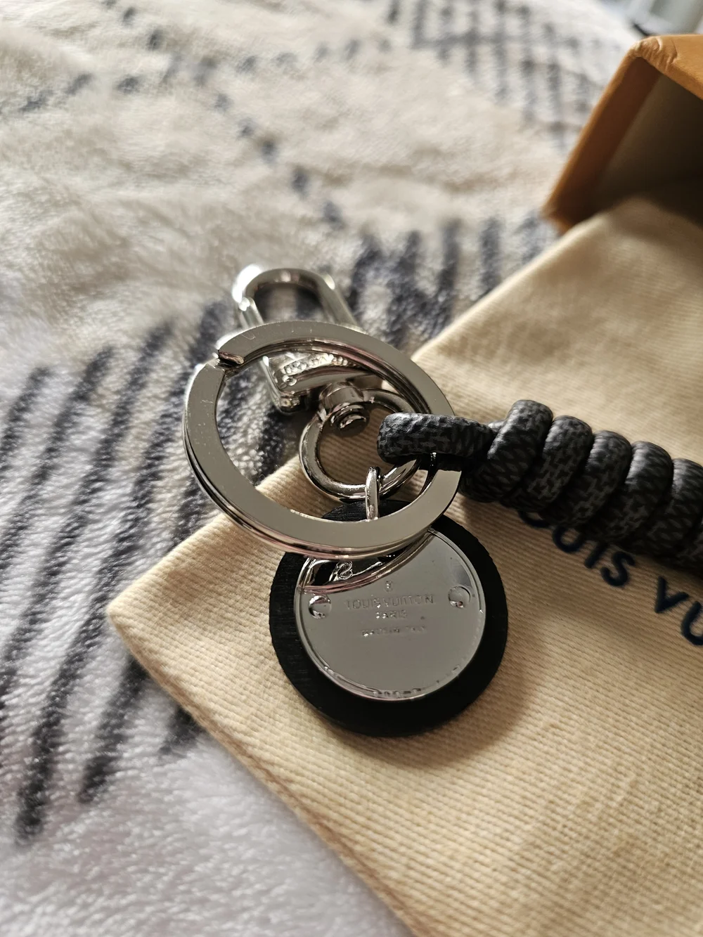 Braided Leather and Silver Logo Key Holder